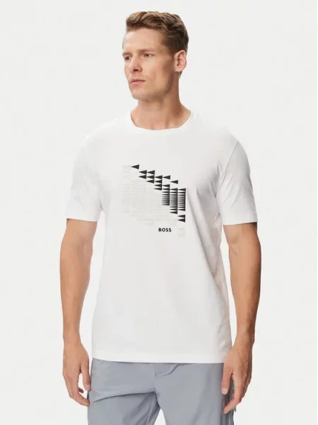 BOSS Tricou Network Flag alb
