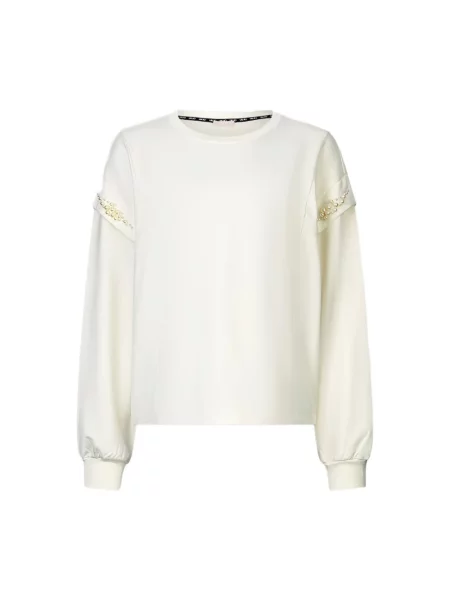 Bluza z kapturem Liu Jo z koralikami biała