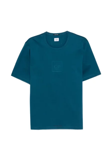 Tricou C.p. Company cu decolteu rotund scurt albastru