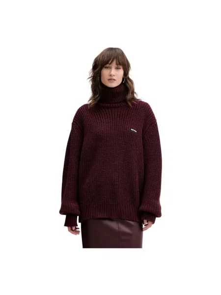 Dzianinowy sweter z golfem Rotate Birger Christensen czerwony