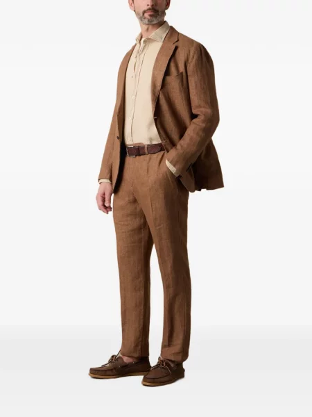 Pantaloni Brooks Brothers cu model herringbone maro