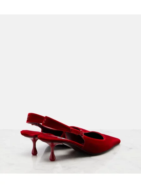 Pantofi cu toc Jimmy Choo de catifea slingback roșu
