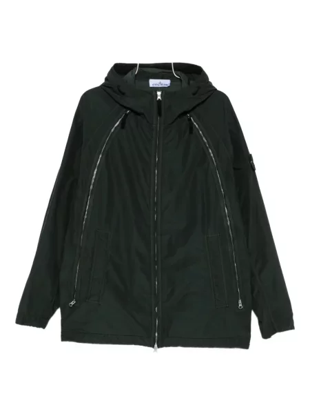Geacă Stone Island cu glugă cu strasuri verde