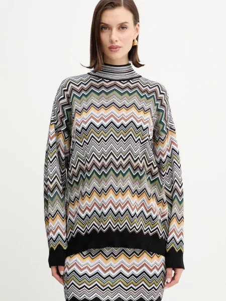 Missoni pulover din amestec de lână light cu turtleneck maro