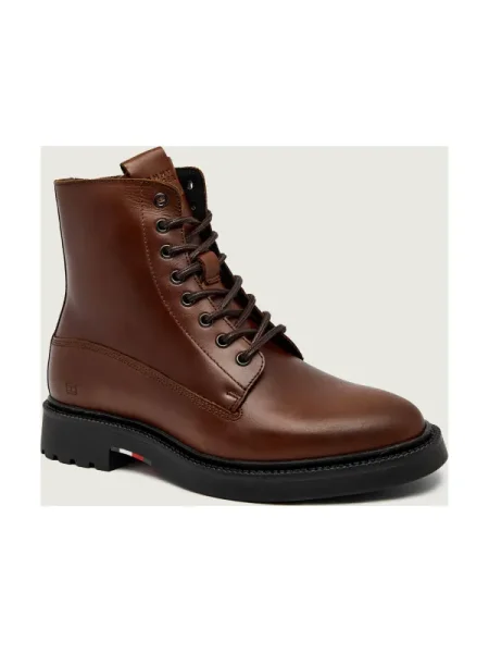 Pantofi Tommy Hilfiger cu șireturi din piele maro