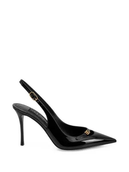 Pantofi cu toc Dolce & Gabbana slingback cu autograf negru