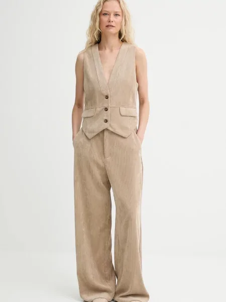 Вельветовый жилет Munthe однобортный коричневый