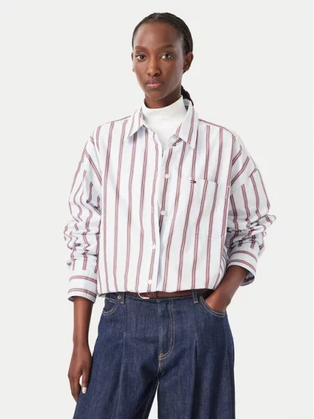 Tommy Jeans Cămașă Essetnial deschis Oversize albastru