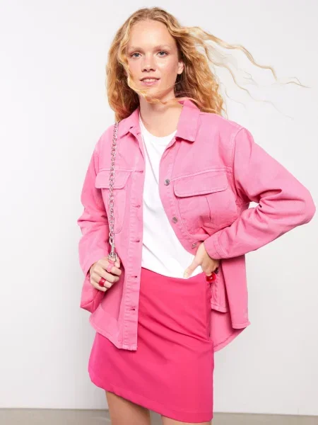 Długa kurtka Lc Waikiki z długim rękawem różowa