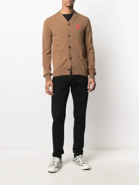 Cardigan Comme Des Garcons Play cu broderie maro