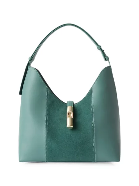 Geantă Furla din piele de căprioară verde