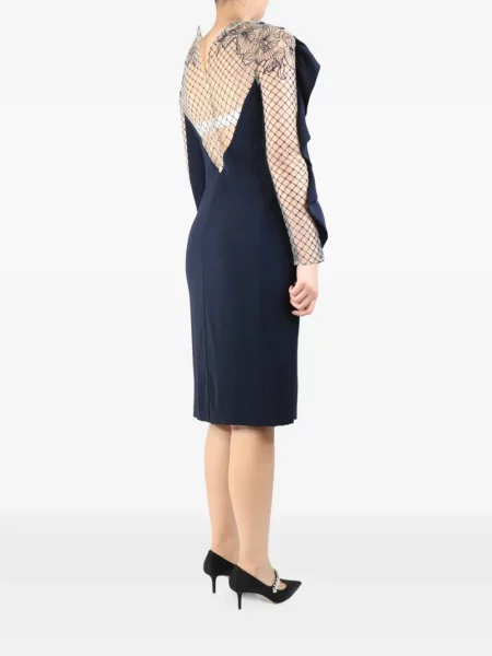 Rochie midi Jenny Packham cu volane plasă albastru