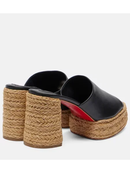 Papuci tip mules Christian Louboutin din piele cu platformă negru