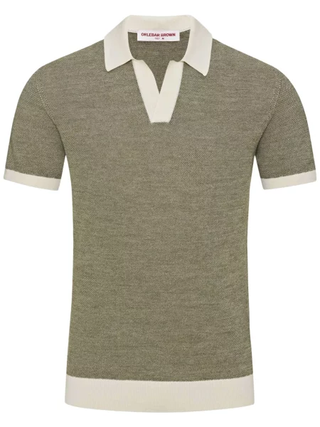 Tricou Orlebar Brown din lână merinos verde