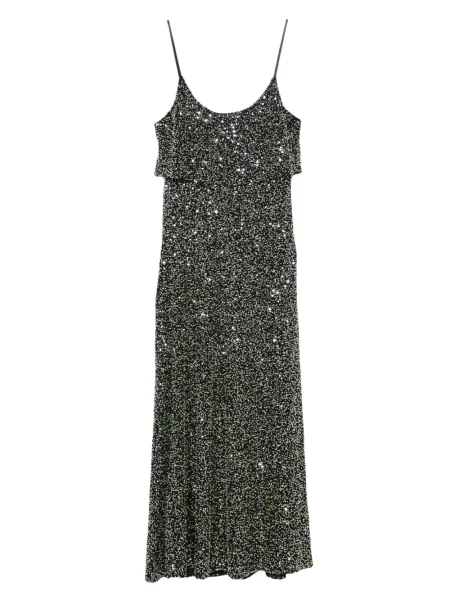 Rochie midi Rabanne cu paiete până la genunchi de costum negru