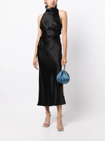 Jedwabna sukienka Reformation garniturowa czarna