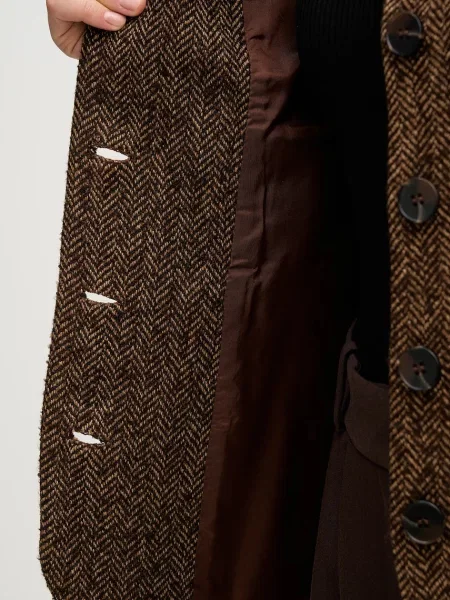Піджак з додаванням вовни Hoss Intropia однобортний візерунок коричневий