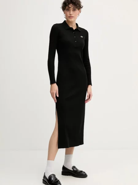 Lacoste sukienka midi dopasowana czarny