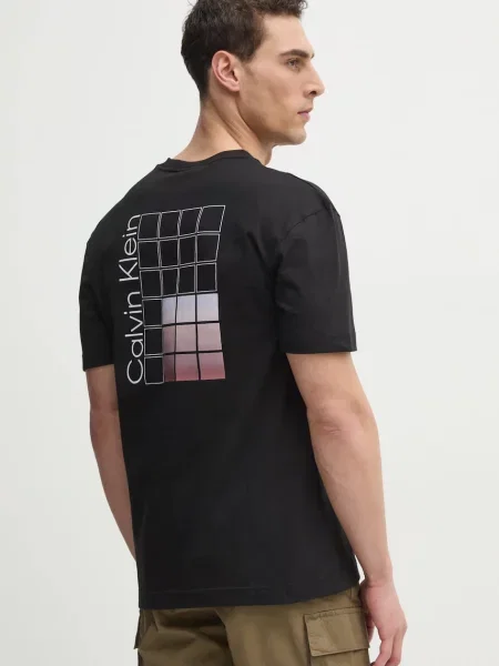 Тениска Calvin Klein с принт черно
