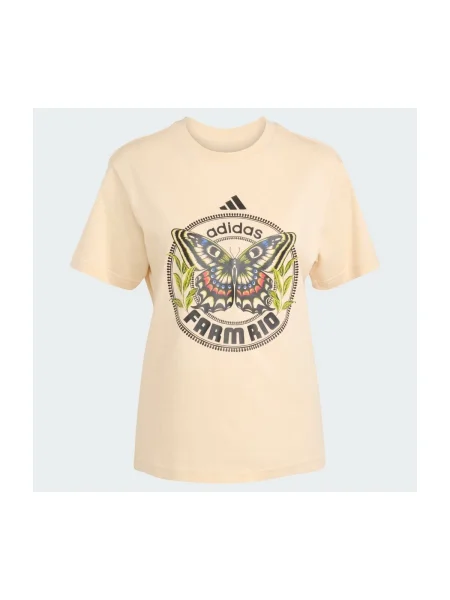 ADIDAS SPORTSWEAR Funkčné tričko Adidas x Farm žltohnedá / modrá / kiwi / čierna béžová