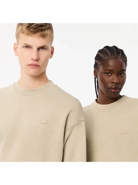 Lacoste Bluza Z Efektem Prania O Luźnym Kroju beżowa