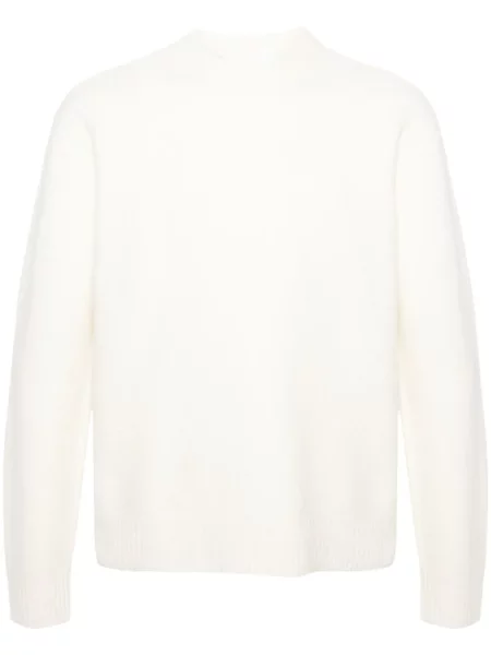 Pulover Jil Sander de lână cu decolteu rotund alb