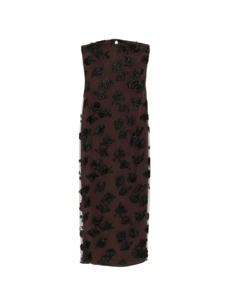 Maxi rochie maxi Rotate Birger Christensen cu mărgele de costum maro