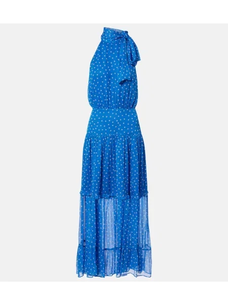 Rochie midi Rixo cu buline până la genunchi de costum albastru