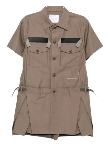 Rochie tip cămașă Sacai de costum verde