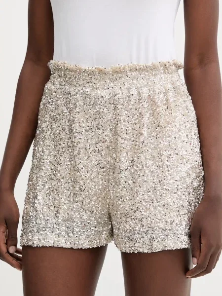 Never Fully Dressed pantaloni scurți uni high waist argintiu