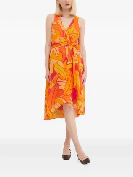 Rochie Joseph Ribkoff cu model floral cu imagine cu decolteu în V portocaliu