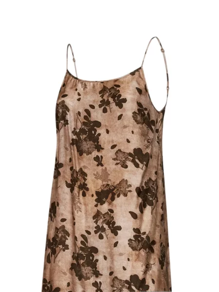 Rochie maxi Uma Wang cu model floral evazată maro