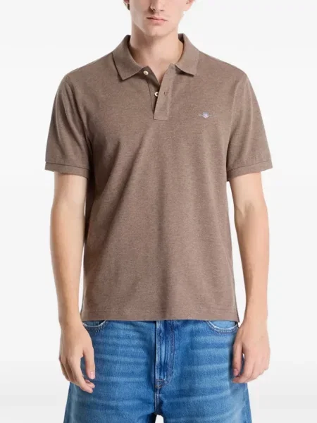 Tricou polo Gant cu autograf maro