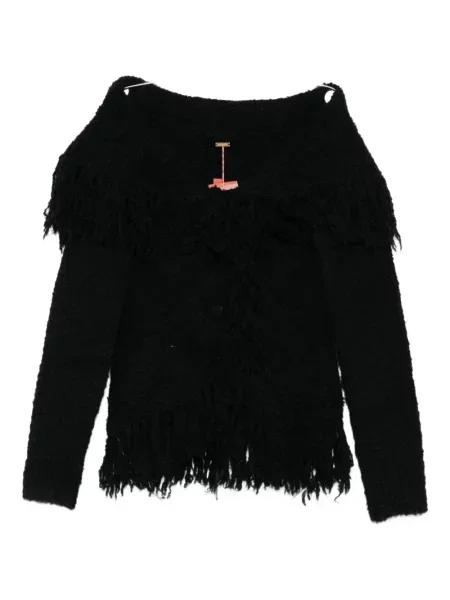 Cardigan Cult Gaia cu franjuri negru