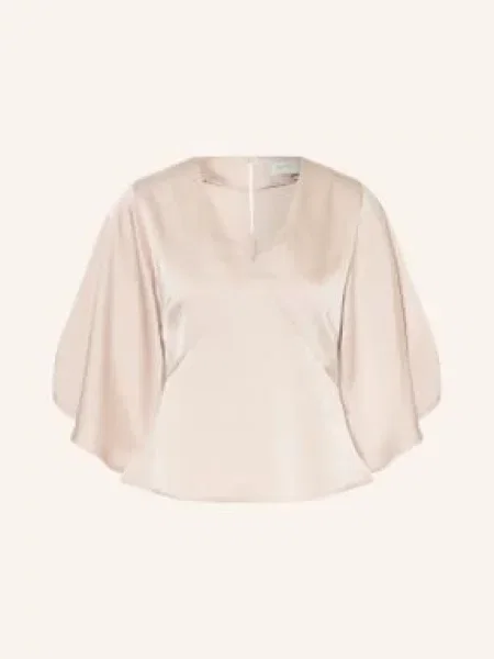 Neo Noir Bluzka Remana Z Rękawami Wykonana Z Satyny beige beżowa
