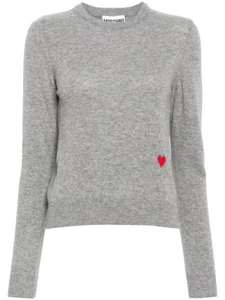 Pulover Moschino cu broderie cu motiv cu inimi gri