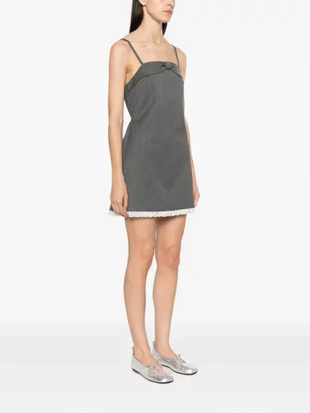 Rochie mini Maje cu funde din dantelă gri