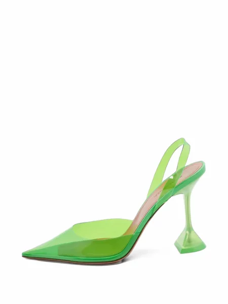 Pantofi cu toc Amina Muaddi slingback verde