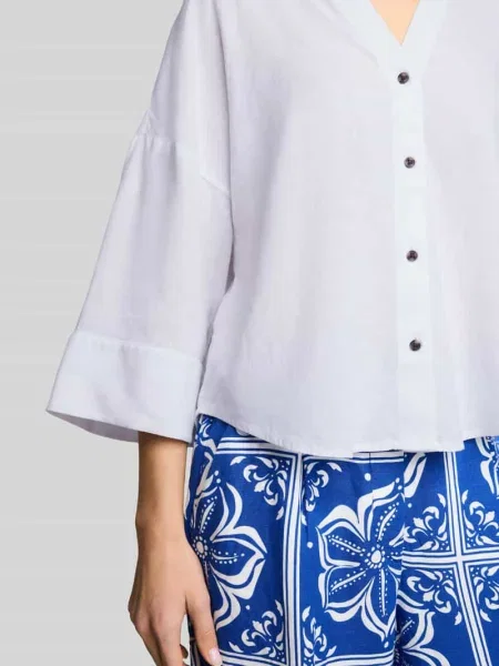 Bluzka o kroju oversized z mieszanki lnu i Tom Tailor biała