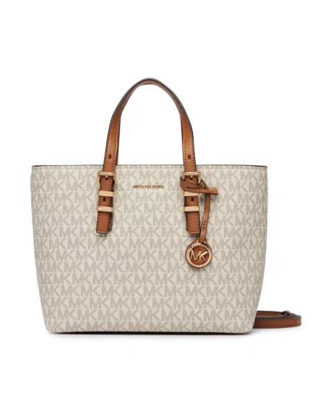 MICHAEL Michael Kors Ročna torbica slonovina / karamel / temno rjava