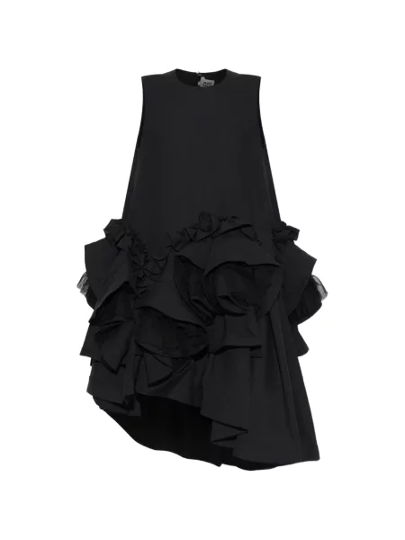 Rochie midi Noir Kei Ninomiya cu volane asimetrică negru