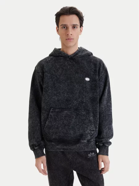 Sweatshirt Alpha Industries World Embroidery Hoodie Unisex Black L črna
