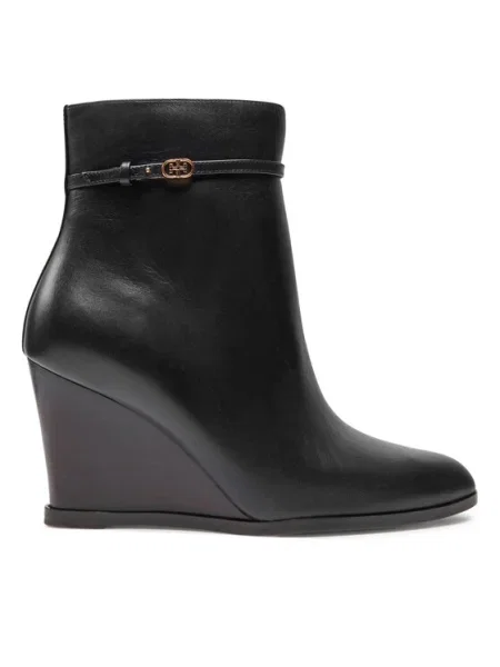 Tory Burch Botine Double T Buckle negru