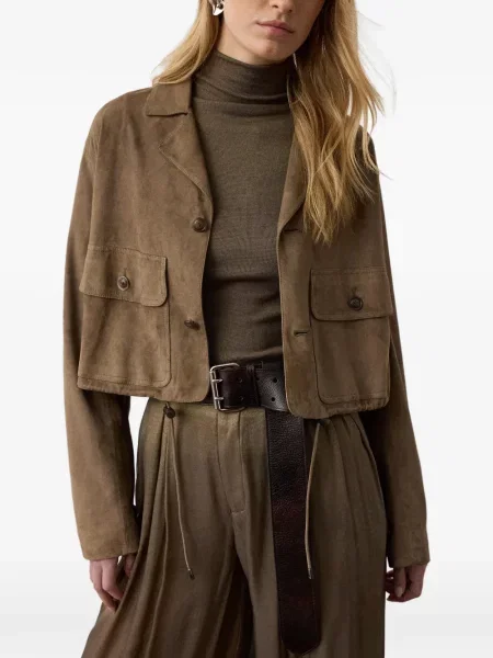 Zomšinis apkirptas striukė Ralph Lauren Collection ruda
