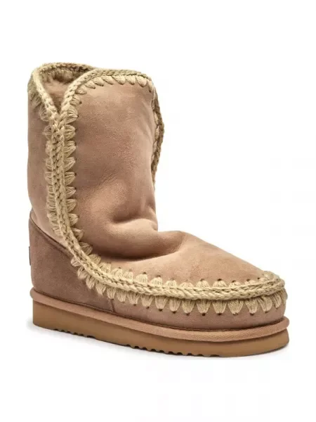MOU De piele bocanci Eskimo 24 cu adaos de lână roz