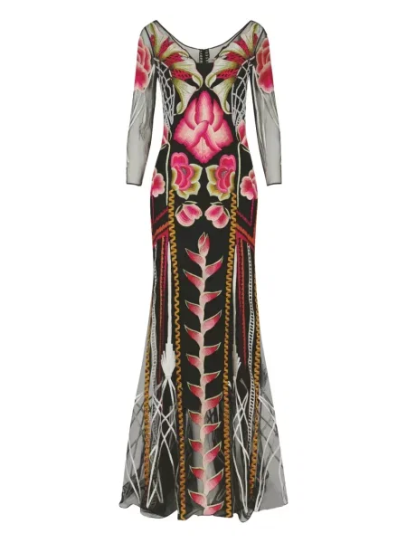 Rochie maxi Temperley London cu model floral de costum negru