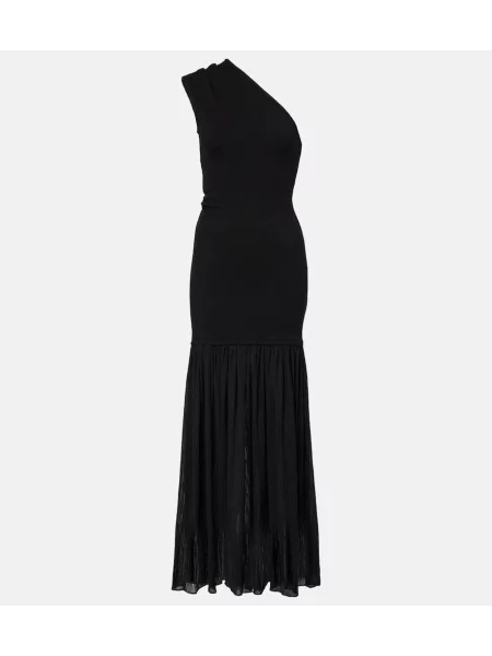 Rochie maxi Proenza Schouler din șifon cu un umăr gol de costum negru