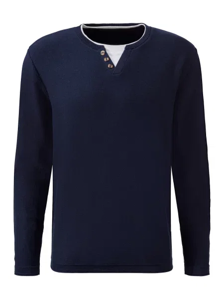 H.I.S Pulover bleumarin alb