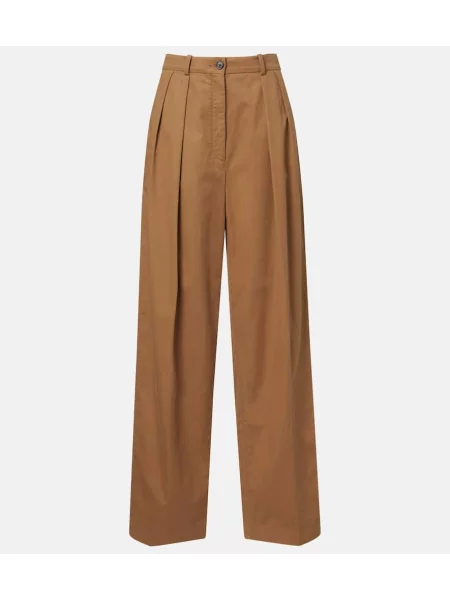 Pantaloni The Row din cașmir bej