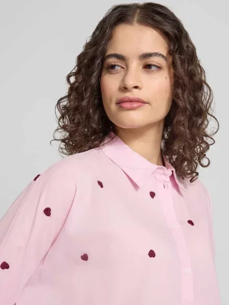 Bluzka koszulowa o kroju relaxed fit z czystej Model NEW LINA GRACE' Only różowa